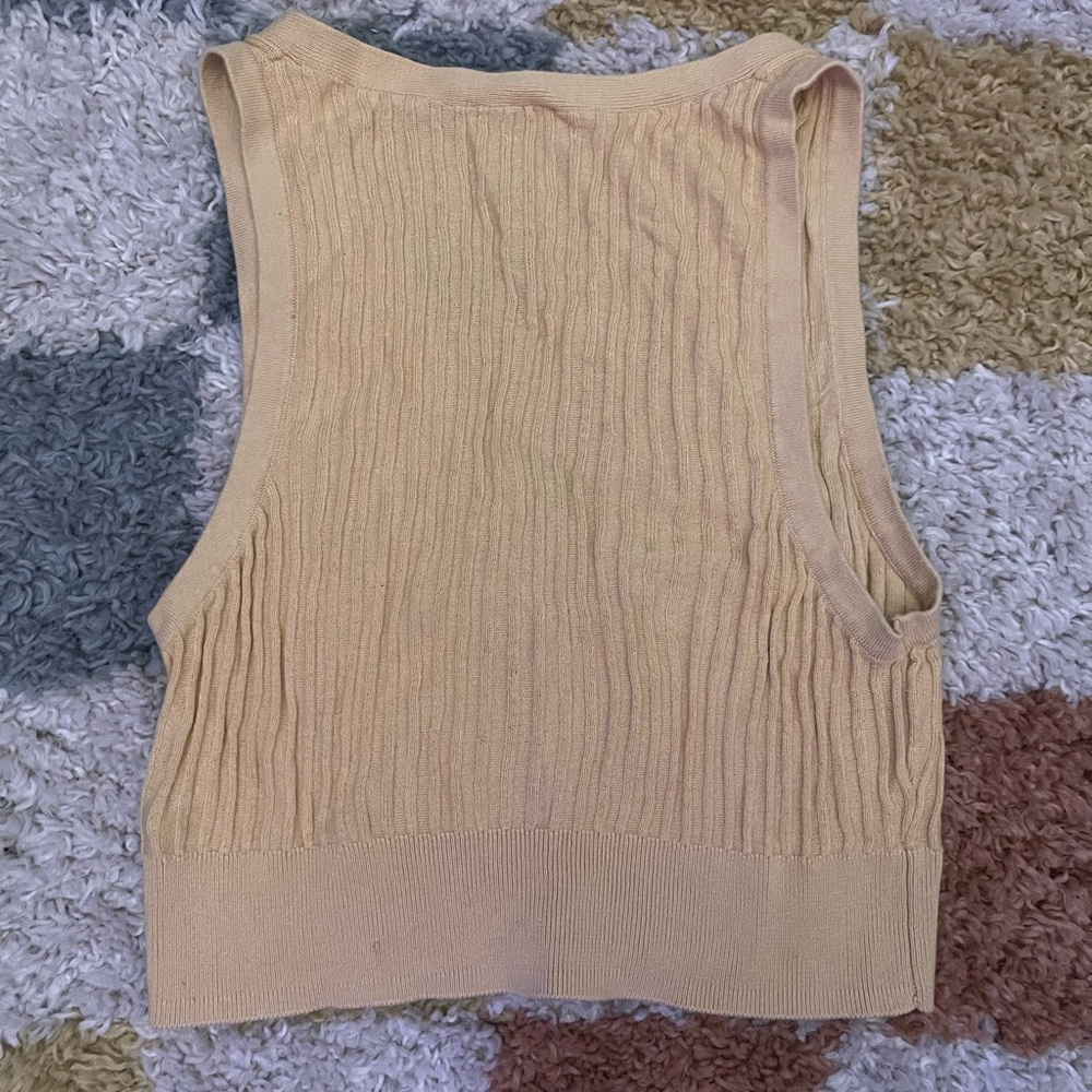 Free People Ribbed Button-Front Tank Top - Cream - Picture 2 of 4